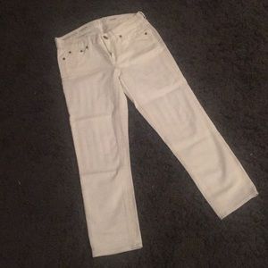 White crop jeans